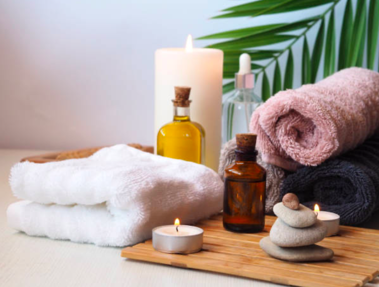 Huiles, serviettes et accessoires de bien-être